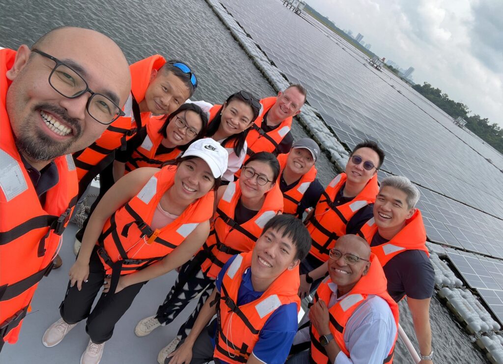 UN GCNS Group on a boat at Sembcorp's Floating Solar Farm Singapore_Kyyte Marketing Agency Singapore