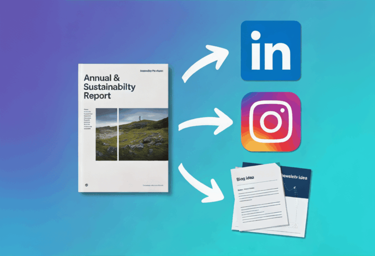 Repurpose annual and sustainability reports into other forms of content marketing assets