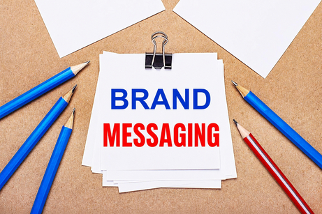 Brand messaging written on note book