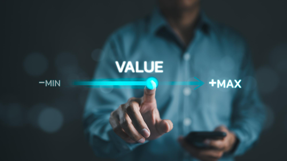 Finger pointing showing value