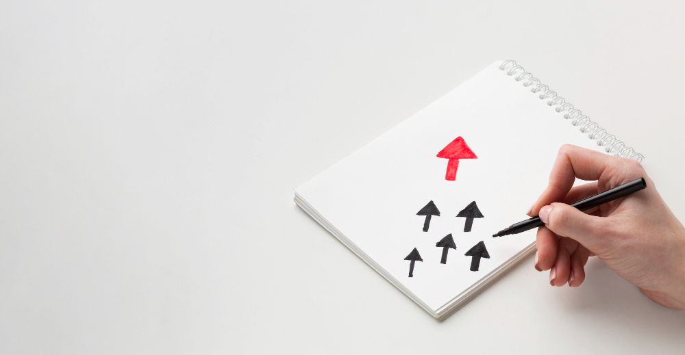 Arrows pointing up showing buyer improvement